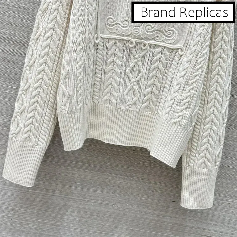 Max Mara White Cable Cashmere Sweater